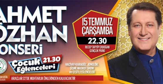 Ahmet Özhan'ın Gaziosmanpaşa Belediyesinin Ramazan etkinliklerinde konser vereceği açıklandı.
