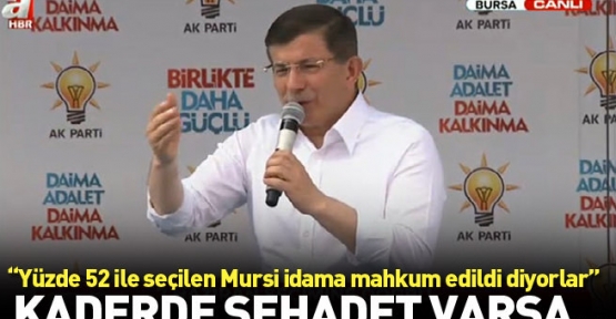 Başbakan Ahmet Davutoğlu, Bursa’da düzenlenen mitingde halka hitap etti.