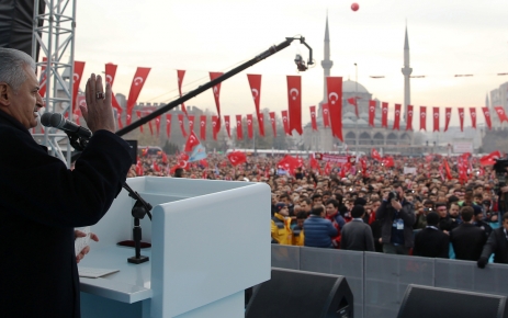 Başbakan Binali Yıldırım, Cumhurbaşkanı Recep Tayyip Erdoğan ile birlikte Kayseri