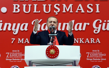 Cumhurbaşkanı Recep Tayyip Erdoğan, Ankara Spor Salonu'nda, Dünya Kadınlar Günü