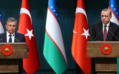 Cumhurbaşkanı Recep Tayyip Erdoğan,Cumhurbaşkanlığı Külliyesi'nde, Özbekistan Cumhurbaşkanı Şavkat Mirziyoyev ile