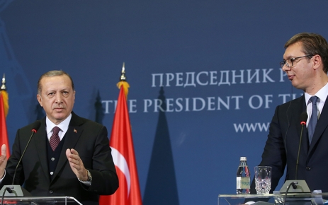 Cumhurbaşkanı Recep Tayyip Erdoğan, Sırbistan Cumhurbaşkanı Aleksandar Vucic ile birlikte