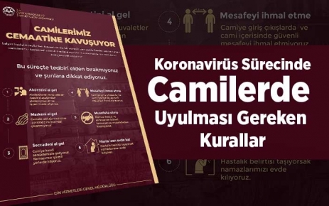 Diyanet İşleri Başkanlığı, koronavirüs sürecinde camilerde uyulması gereken kurallar hakkında