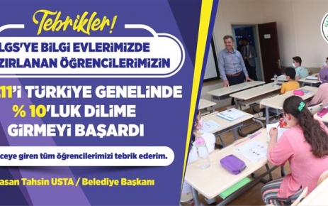 Liselere Geçiş Sınavı’na (LGS) Gaziosmanpaşa Belediyesi Bilgi Evlerinde hazırlanan 41