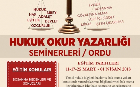 Ordu'da Hukuk Okur Yazarlığı Seminerleri Başlatıldı.