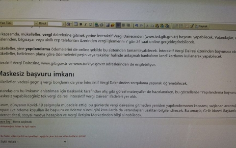 Vergi dairelerine gitmeden başvuru yapılması imkanı getirildi.