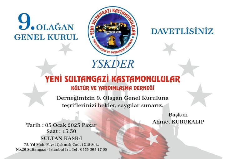 Yeni Sultangazi Kastamonular Kültür ve Yardımlaşma Derneği'nin 9. olağan genel