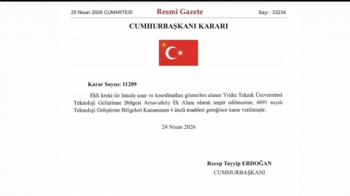 Cumhurbaşkanından Arnavutköy’e Teknopark Müjdesi: Teknoloji Üretim Üssü Hayata Geçiyor Cumhurbaşkanlığı kararıyla Arnavutköy’de Yıldız Teknik Üniversitesi Teknoloji Geliştirme Bölgesi Ek
