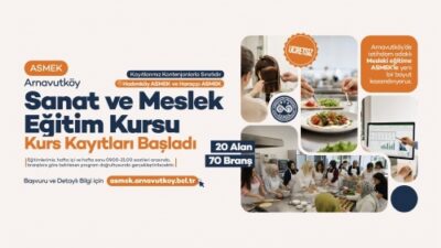 Arnavutköy’de Meslek ve Sanat Eğitiminin Yeni Adresi ASMEK’te Kayıtlar Başladı Arnavutköy Sanat ve Mesleki Eğitim Kursları (ASMEK) hayata geçti.